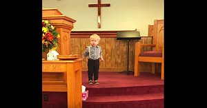 Pastor's Toddler Son Jumps On Stage Before Service And Gives Sermon That Has Church In Stitches