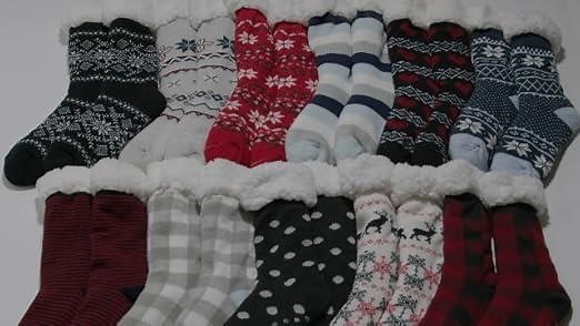 DG Hill Thick Knit Sherpa Fleece Lined Fuzzy Slipper Socks