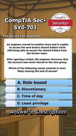 CompTIA Security+ (SY0-701) Exam-Style Practice Question 2026