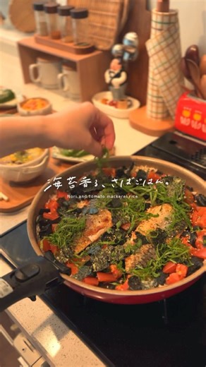 海苔香る、さばごはん。ワンパンで簡単
