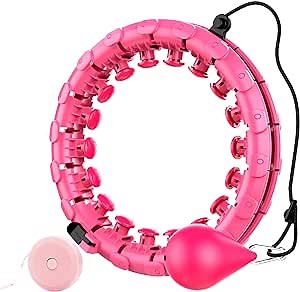 Sportneer Weighted Smart Exercise Hoop, Fitness Hoops for Adults Weight Loss, 2 in 1 Adjustable Circular Massage with 24 Detachable Knots Fitness Equipment, Great for Adults and Beginners