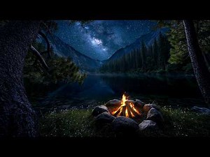 Cozy Night Campfire by the Lake 🌙 Deep Sleep ASMR with Relaxing Crickets Tonight