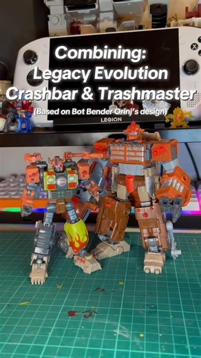 Combining: Transformers Legacy Evolution Crashbar & Trashmaster (based on Bot Bender Orinj’s design)