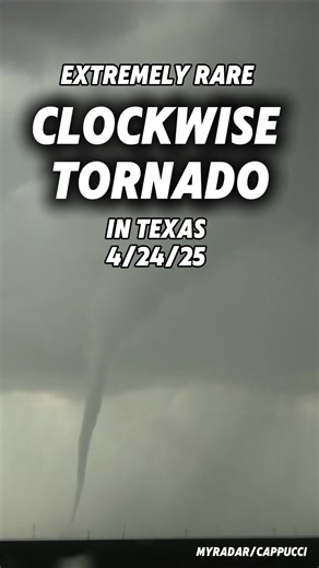 EXTREMELY RARE anticyclonic clockwise tornado in Texas! Only 1% of tornadoes spin clockwise — and rarely this strong! This was a bucket list item for sure. Happened Thursday south of Silverton. #tornado #weather #texas #lubbock #amarillo #oklahoma #kansas #twister #stormchaser #stormchasing #weather #meteorology #supercell | Matthew Cappucci