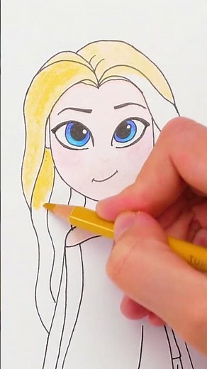 Queen Elsa Easy Drawing Tutorial ❄️ #frozen #art #elsa #kids #drawing #coloring