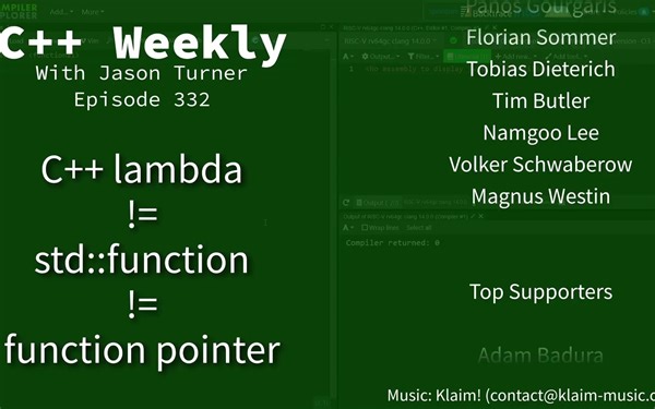 C   Weekly - Ep 332 - C   Lambda vs std::function vs Function Pointer-