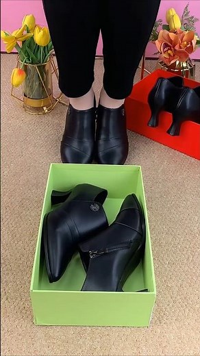 Black Leather Heeled Ankle Boots Stylish Comfortable Work Shoes #boots #shoes #shortsfeed