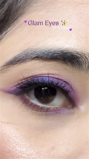 Ruchi Pandey🧿 Makeup artist on Instagram: "Step-by-step purple glam eye makeup 💜 1️⃣ Apply gel eyeliner 2️⃣ Smudge with dark purple 3️⃣ Pat lighter purple on the lid 4️⃣ Blend the crease with a light shade 5️⃣ Add shimmer ✨ Lastly: Use the same purple shades on your lower lash line and finish off with some lashes 💜 Products details~ Gel eyeliner - @mynykaa Eyeshadow palette - @paccosmetic Eyelashes - @supersales__suhaibkaleem Nude Kajal - @loverecode #makeupartist #eyemakeup #tutorial #purple