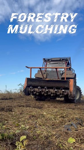 Watch this tractor equipped with a heavy duty forestry mulcher as it shreds overgrown vegetation in seconds | Defrisare terenuri