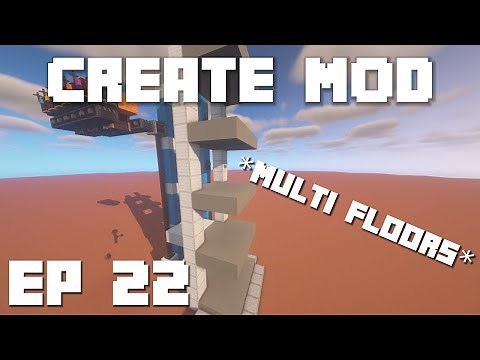 Minecraft Create Mod Tutorial - How to Make a Multi Floor Elevator Ep 22