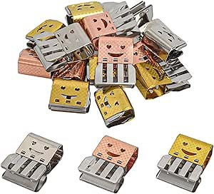 Colored Binder Clips Assorted Sizes, Paper Clamps with Cute Hollow Smiling Face, Clips Office Supplies, for Office, Teacher Gifts and Kitchen (Small-20pack, ‎Metal)