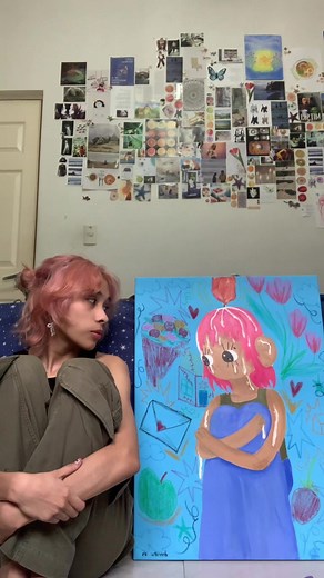 “i miss u like a little kid” tecnica mixta 50x70 #fyp #artist #lgbt #arte #art #artistsoftiktok