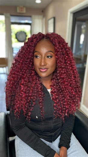 SABRINA CAMILLE on Instagram: "Mix Curl Crochet. I haven’t done a good mix in a while. Hair used Kima ripple deep Freetress beach curl and deep twist Maneconcept waterfall Colors 99j, 530, burgundy Lengths 18,20,22"