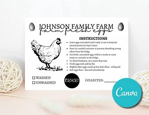 Egg Handling Care Card Label Instruction Template, Editable Fresh Egg Safe Direction Handling Business Card, Editable Egg Card Template - Etsy