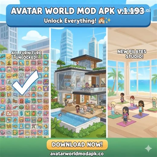 Avatar World Mod APK v1.193 - How to Unlock All Houses & Furniture