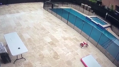 Car Slams Through Fences and Skims Across Pool