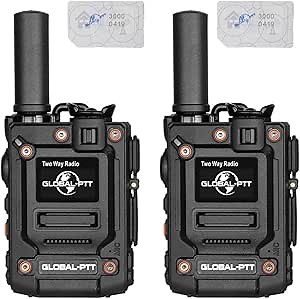 Two-Way Radios Set, 2 Pieces, 4G LTE Connectivity, Long Range Communication, Up to 5000 Miles (2blackwithSIM)