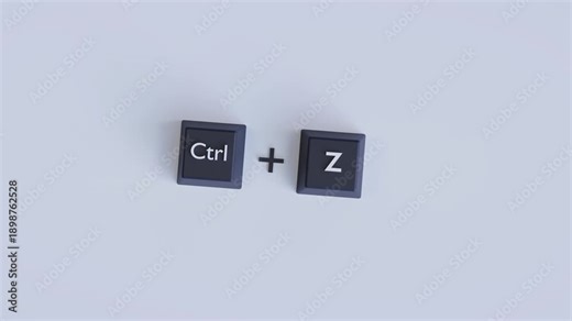 3D Keyboard Shortcut Keys Illustration – Ctrl + Z Undo Command on Neutral Background