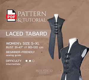 Female Fantasy Tabard Vest With Lacing - PDF Pattern for Instant Download in DIN A4, Letter and A0 - Etsy