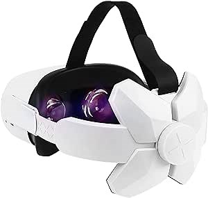 Head Strap for Oculus Quest 2 Elite Strap Accessories for Meta Quest 2 VR Headset Adjustable Headstrap Enhanced Support Comfort VR Gaming Durable Virtual Reality Set Headband Gift Kids Adults White