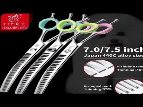 #Fenice 7.0/7.5 inch Professional Dog Grooming Shears Curved Thinning Scissors for Dog Face Body Cu