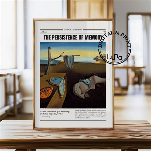 Persistence of Memory Poster : Vintage Art Print, Surreal Wall Art (digital & Physical) - Etsy