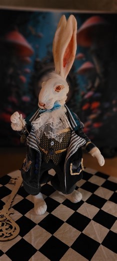 White Rabbit From Alice in Wonderland. Material: Polymer Clay, Textile. Handmade. One-of-a-kind. 2026. - Etsy