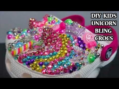 DIY BLING KIDS UNICORN CROCS- HOW TO ADD RHINESTONES & PEARLS TO YOUR CROCS- KAWAII CHARMS