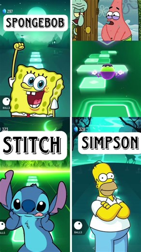 ⚰️ SPONGEBOB VS PATRICK VS STITCH VS HOMER | "ASTRONOMIA" Tiles Hop Cartoon Meme Dance!