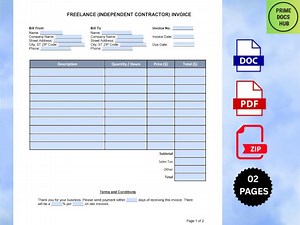 Freelancer Invoice Template: Editable Billing Form (word, Excel, PDF) - Etsy Canada