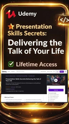 PRES Skills FREE Udemy (4.5⭐ 128K+) - TED Speaker Secrets 2026! #freeonlinecourses