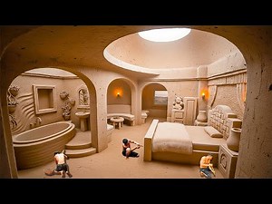 100 Days Building an Underground House with Carved Furniture 10m Below Ground Using Primitive Tools