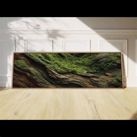 Moss and Olive Wood Canvas Wall Art: Unique Botanical Decor - Etsy