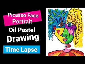How to draw a Picasso Style portrait on White Paper with Oil Pastels
