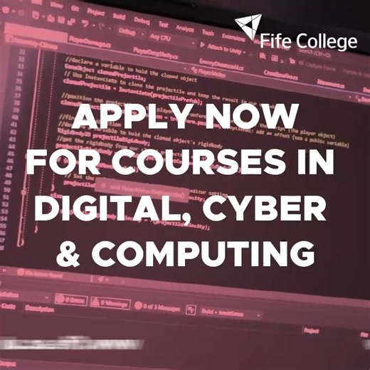 🗣 Now is the perfect time to pursue a career in computing or digital technologies! We can help you get on the right track with our courses which range from introductory level to degree. #ChooseFife 🔗 Apply today: https://bit.ly/3MV7mjU | Fife College