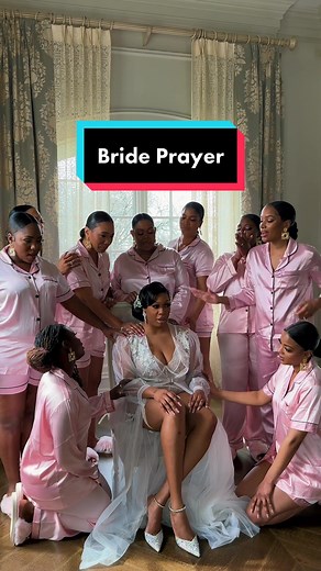 Bride and Bridesmaids Pray Together Before Wedding Ceremony