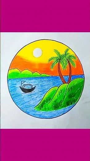 Beautiful Scenery Drawing Easy // Nature Landscape Drawing #tasniaarts