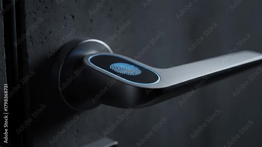Modern Smart Door Handle with Biometric Fingerprint Scanner for Advanced Home Security and Keyless Access Control Technology in a Sleek Design