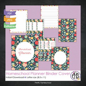 Editable and Printable Binder Covers and Spines for Homeschool Planners
