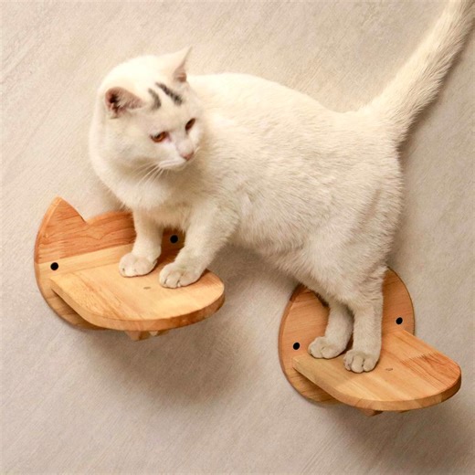PETOMG Cat Wall Steps, Cat Shelf, Cat Ladder, Cat Walks(2PCS)| Rubberwood (sku: CM07) | Petomg | Reviews on Judge.me