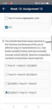 week 12 || maintenance and repair of concrete structure || nptel assignment solution ‪@iit‬