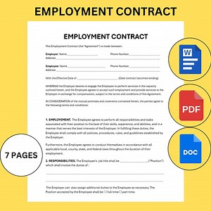 Employment Contract Template Editable Printable, Employment Service Agreement, HR Employee Employer Form, Work Contract Form, PDF MS Word - Etsy UK