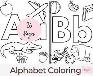 Alphabet Coloring Pages: 26 ABC Printables (PDF Download) - Etsy