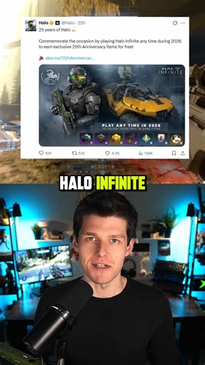 JampackSam on Instagram: "Halo Infinite got some free stuff to celebrate the 25th Anniversary of Halo. 👍 You can get some armor, weapon, and vehicle coatings plus some nameplates and the Ring Breaker weapon charm just by logging in any time in 2026. But all eyes are definitely on the future. When do you think we’ll see the next BIG Halo game? 🤔 #halo #xbox #haloinfinite #halocampaignevolved #gaming"