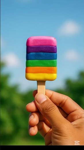 "Rainbow Ice Cream Made with Clay | Colorful & Cute DIY Miniature!" #rainbow #clayart #craft