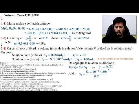 Exercice + Correction - Concentration molaire (Tronc commun scientifique BIOF)