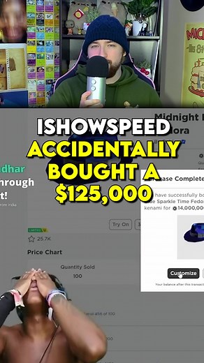 ISHOWSPEED bought as $125,000 ROBLOX FEDORA #gaming #videogames #gamers #roblox #ishowspeed