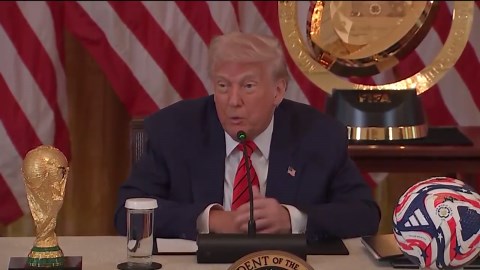 President Donald Trump joins meeting with FIFA task force