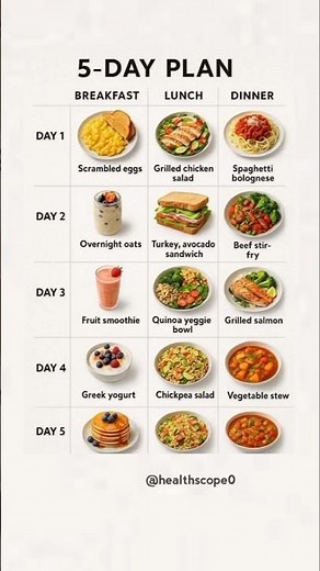 5 Day Healthy Meal Plan for Weight Loss | Easy Breakfast Lunch Dinner Ideas | Full Diet Plan