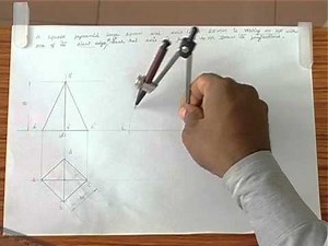 Engg Graphics Made Easy by Prof.Dr.R.Edison:Projection of Solids-SquarePyramid Prob 04
